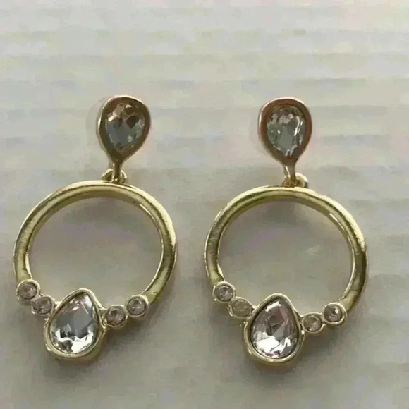 Charter Club new Gold Crystal Circle Drop Earring - Picture 8 of 8
